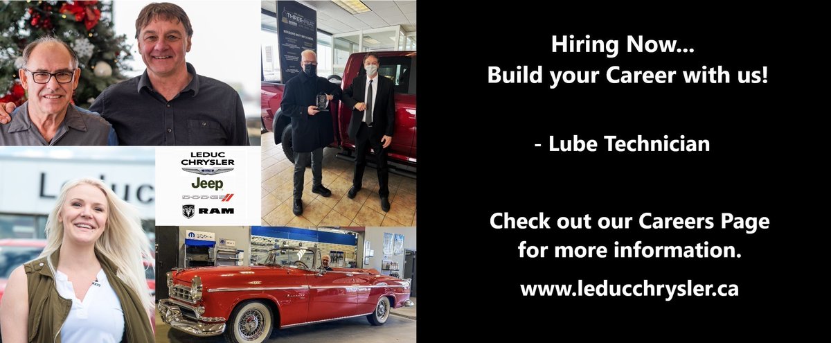 leducchrysler's tweet image. Leduc Chrysler is seeking a responsible, dedicated person to join our Service team as a FT Lube Tech. For more information go to our Careers section on our website:
leducchrysler.ca/lube-technicia…

Or simple email your resume to careers@leducchrysler.com

#hiringnow #hiring #lubetech