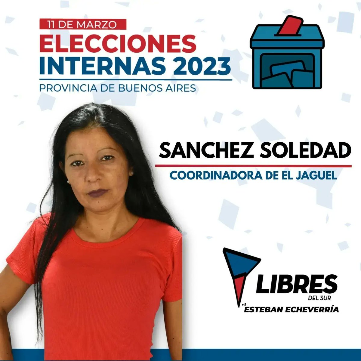 LibresdelSurTEE's tweet photo. Conoce a nuestros coordinadores de la lista interna para este 11 de Marzo 💪🏻🇦🇷 

DEMOCRACIA Y PROTRAGONISMO POPULAR - LIBRES DEL SUR ESTEBAN ECHEVERRÍA 

Secretario General Johanna Del Valle Gomez

@silvia_saravia 
@maurolope11 
@jesusescobarnqn 
@joha85g https://t.co/lSa4TLj6bt