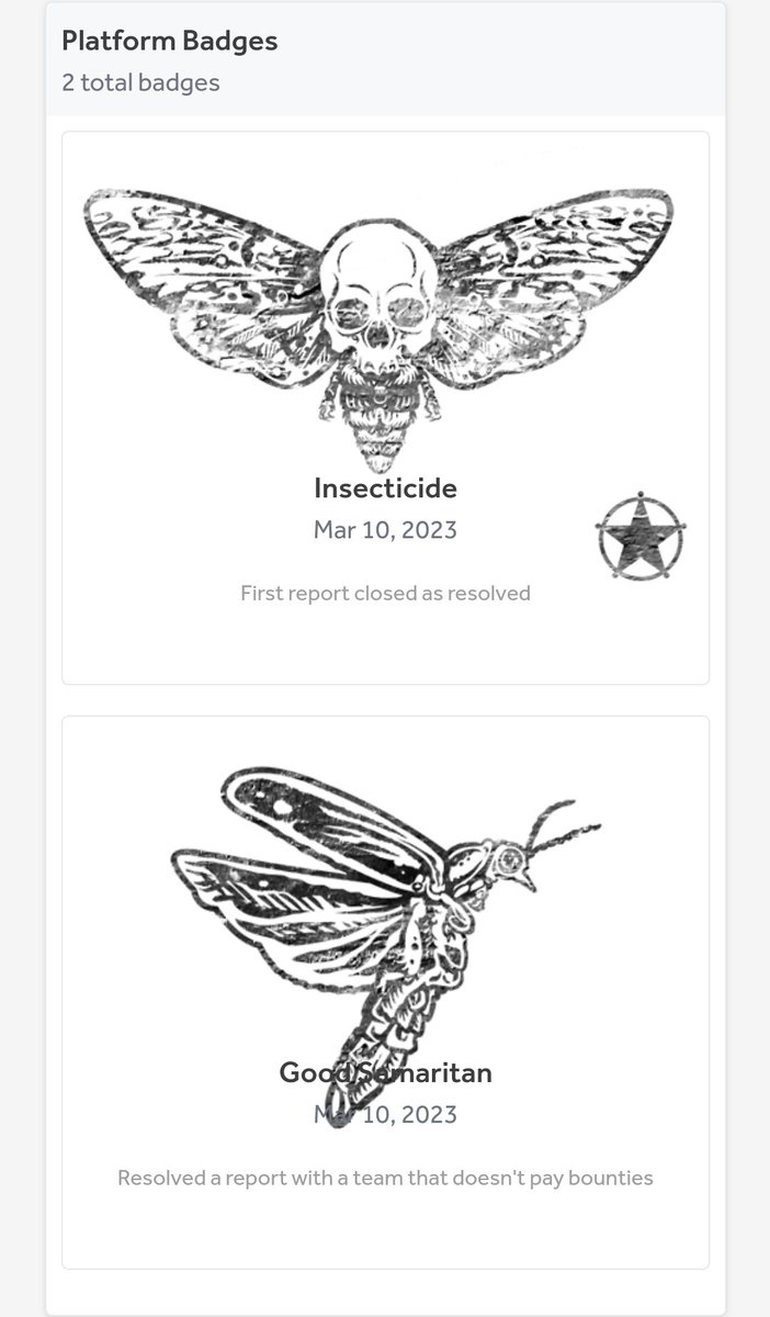 Not gonna lie, the <a href="/Hacker0x01/">HackerOne</a> badges are pretty badass! Here are my first ones 🥳