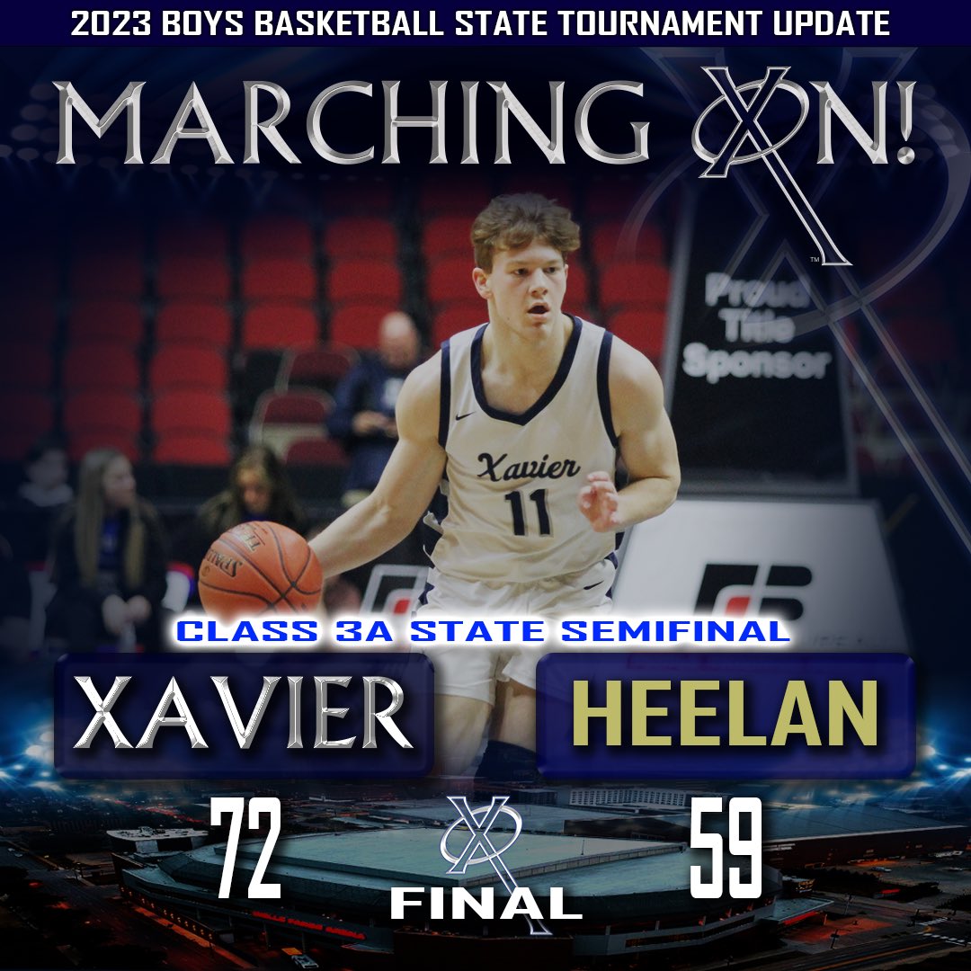 Saints are heading to the championship! Congrats to Coach Freeman and XHS Boys Basketball on their state semifinal victory over Bishop Heelan! The Saints will now face Bondurant-Farrar in the Class 3A championship game Friday night at 5pm. LET’S GO! #WeAreXavier #BeXceptional