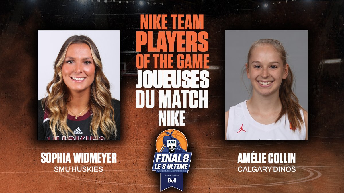 USPORTS_Bball's tweet photo. 🏀 WBB: Congratulations to @SMUHuskies Sophia Widmeyer and @UCDinos Amélie Collin on being named Nike's players of the game.

🏀BBF: Félicitations à Sophia Widmeyer des @SMUHuskies et Amélie Collin des @UCDinos d'avoir été nommé joueuses du match Nike. https://t.co/Jk1TRLXXdN
