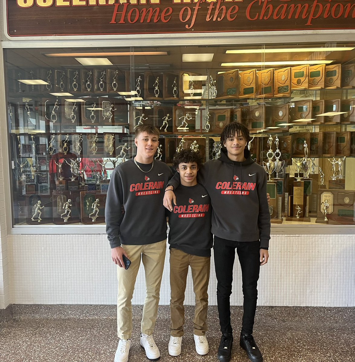 WeAreColerain's tweet photo. Our state send off today was awesome! Good luck to our bowler and wrestlers who qualified for state.  

Isabelle Snyder - Bowling
Bryce Sears - Wrestling
Demarco Kate - Wrestling
Kyser Kostoff - Wrestling

#WeAreColerain https://t.co/GnZjPsothB