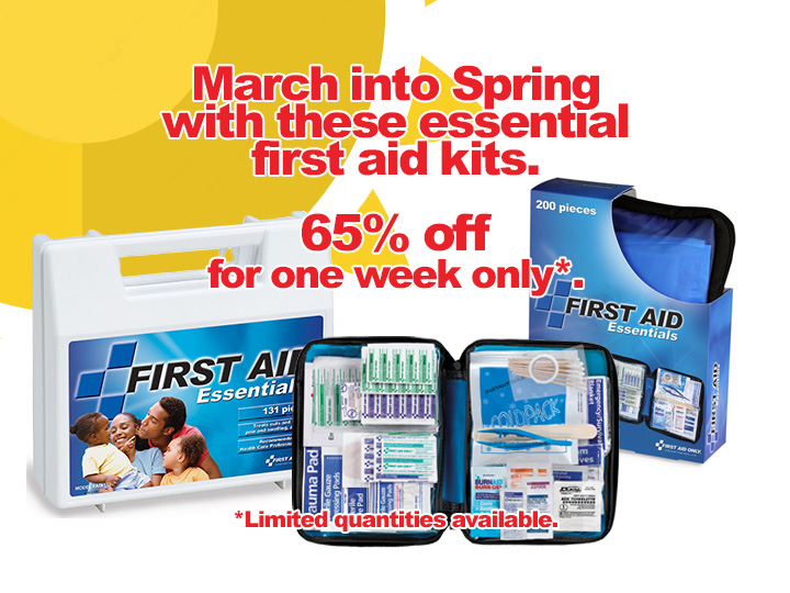 FirstAidProduct's tweet photo. March into Spring with these essential first aid kits. 65% off for one week only. Limited quantities available. https://t.co/8R2kgGaeuT https://t.co/Zi1pKg8bg1