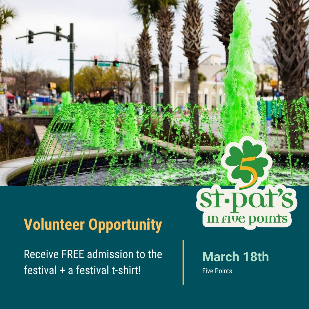 🍀 It's your lucky day to give back + have some fun while doing it! Volunteer at #StPatsFivePts + receive FREE admission to the festival + a festival t-shirt: tinyurl.com/2aktpd87 

P.S. Don't forget to mention you're with COR on your application!