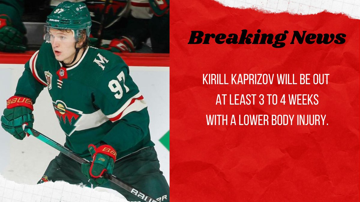 Offsides_Hockey's tweet photo. Huge lost for the @mnwild ! #BreakingNews #InjuryAlert #NHL https://t.co/nywOJG05HJ