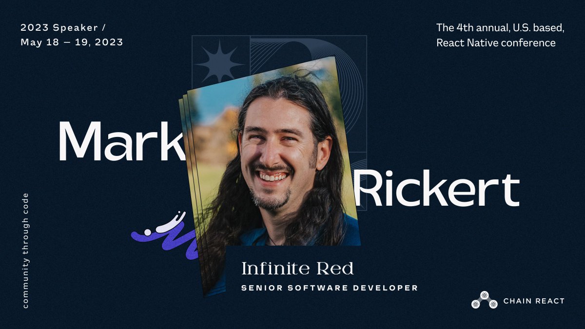 ChainReactConf's tweet image. 📣 Speaker alert! 📣 

@infinite_red&apos;s very own Mark Rickert will speak at this year&apos;s Chain React!

Join Mark and the best of React Native in Portland, OR from May 17-19, 2023. 

Tickets are selling fast, so grab yours while you still can!

🎟️ chainreactconf.com