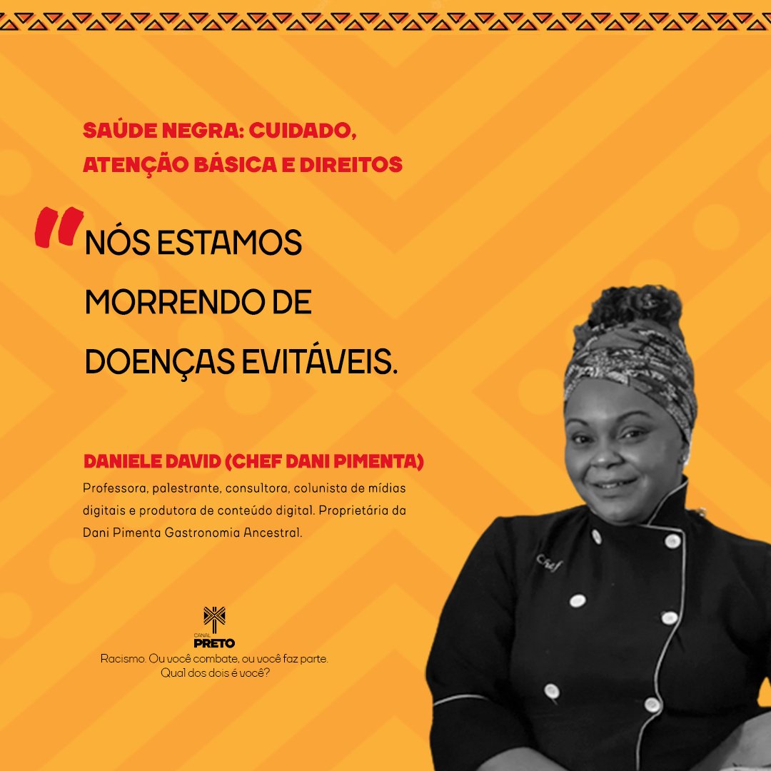 canal_preto's tweet image. SAÚDE NEGRA: CUIDADO, ATENÇÃO BÁSICA E DIREITOS

Vídeo completo: youtu.be/qPWBw7lUZNM

Racismo. Ou você combate, ou você faz parte. Qual dos dois é você?
#SaúdeNegra #Diretos #CanalPreto
