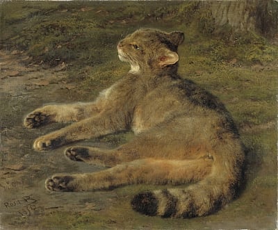 #AriDatosPuctórico @La_Banda_VIP
#RosaBonheur #AriDatosCultural 
#JuevesCultural #AriDatos 
Rosa Bonheur (1822-1899) pintora francesa nos trae este óleo sobre lienzo de estilo realista llamado 'Chat Sauvage' (1850)