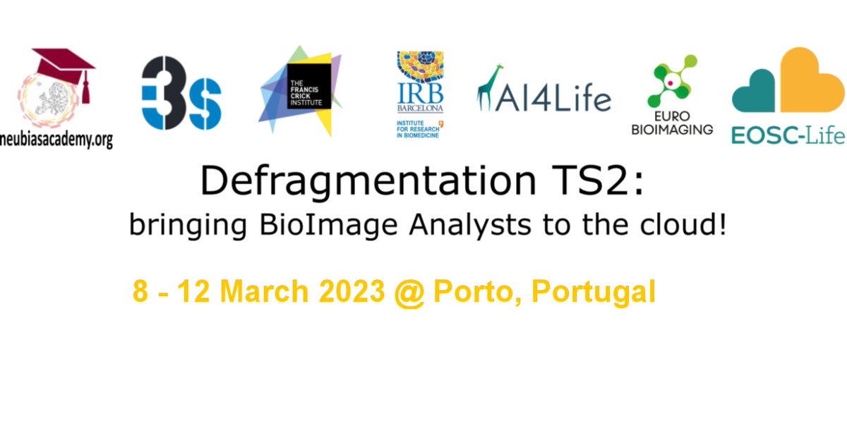 EXTENDED deadline: 15 March 2023! 'Defragmentation Training School, 2nd Edition' A training school for the new generation of bioimage analysts supported by @EoscLife, @EuroBioImaging, @AI4LifeTeam and @ALM_i3S tinyurl.com/rjcd95yt