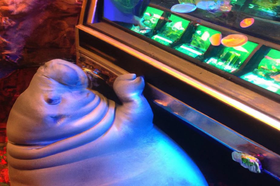 Q: Will AI replace Las Vegas bloggers?
A: Here’s an AI image of a manatee playing a slot machine.