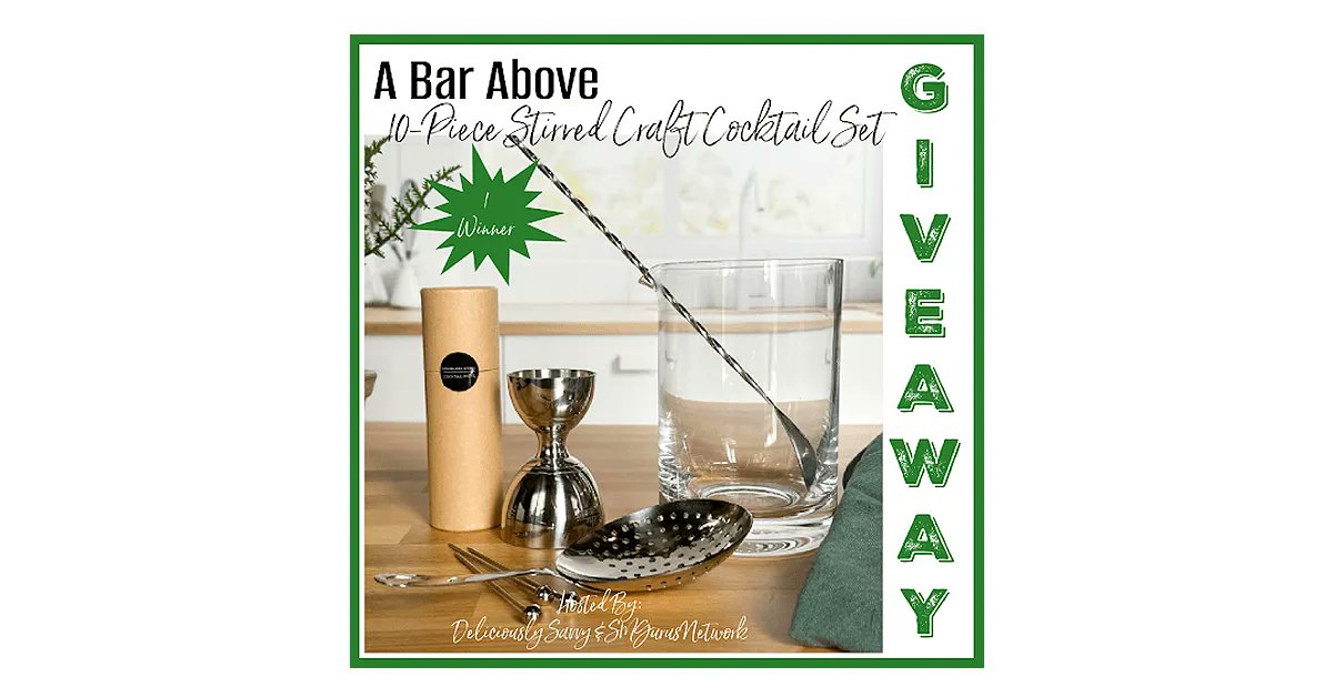 GooseGiveaways's tweet photo. 🍹 Enter to! Win a 10-piece stirred craft cocktail set and impress your friends with your mixology skills 🍸 Link: https://t.co/TVPkLPxvhn Ends 3/31 US,18+
#CocktailSet #HomeBarGoals #Mixology #Winning #Giveaway @DeliciouslySavv @ABarAbove https://t.co/Bp7xzSE97O