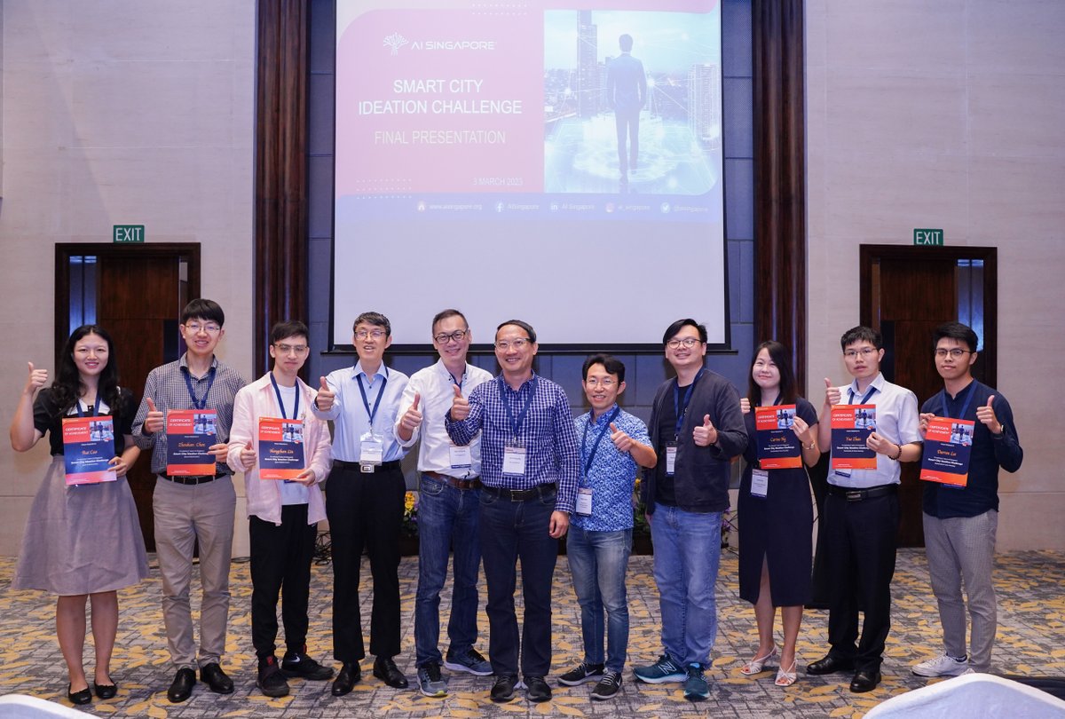 AISG launched the Smart City Ideation Challenge in Oct'22 with the aim of crowdsourcing ideas from the global AI community on “What are the AI problems worth solving towards Smart City Sustainability?”  CONGRATULATIONS​  to our 6 winning teams! 🎉

aisingapore.org/technology/sma…