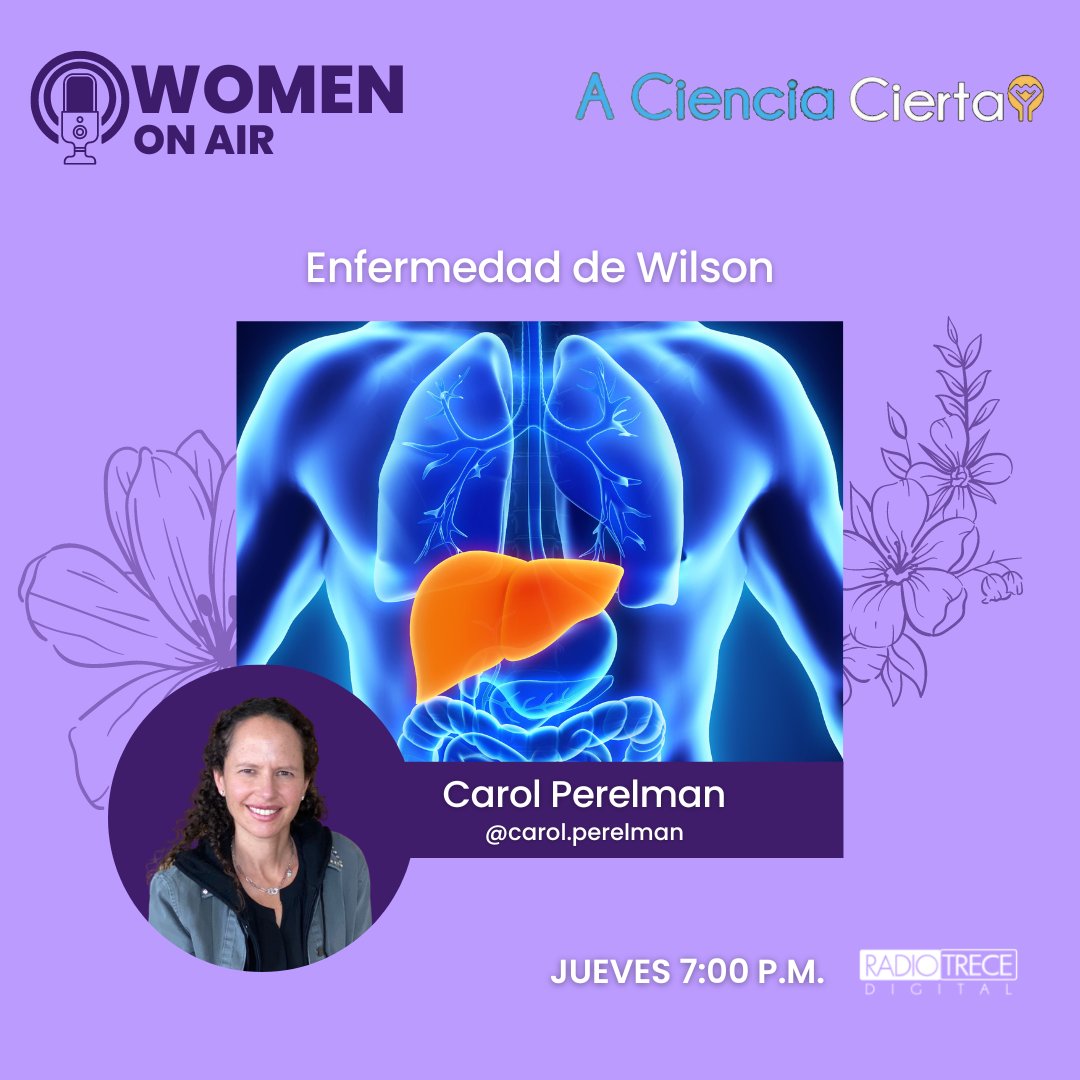 Radio13Digital's tweet photo. ¿Sabes qué es lo que provoca la Enfermedad de Wilson? Escucha 𝗔 𝗰𝗶𝗲𝗻𝗰𝗶𝗮 𝗰𝗶𝗲𝗿𝘁𝗮 con @carol_perelman y aprende sobre esta enfermedad. 🧠🫁🤕
📌 Hoy a las 7:00 p.m. a través de #FBLive 👇
https://t.co/dt2eYCebmB
#ConectandoConTuLuz #science #Radio13Digital https://t.co/NnenurbPO3
