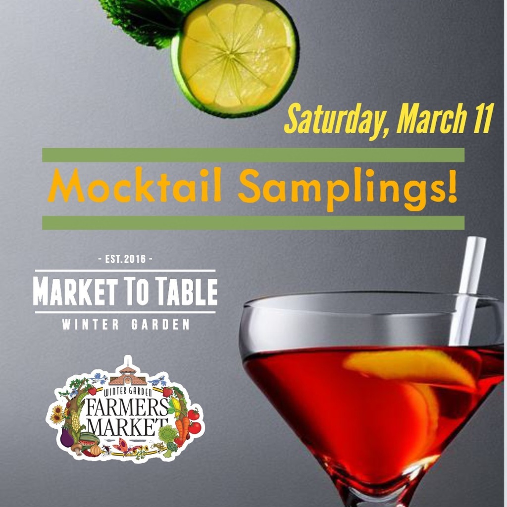 Market2table's tweet photo. Our bartender Michael will join us at the @wintergardenfarmersmarket again this Saturday! We've got a trio of refreshing mocktails for you to sample and buy, like the Basil Lemongrass Ginger Spritz or the Baby Bobby.

We'll also be stocked with bone broths, butters, pot pies… https://t.co/ffP6U4PkEM