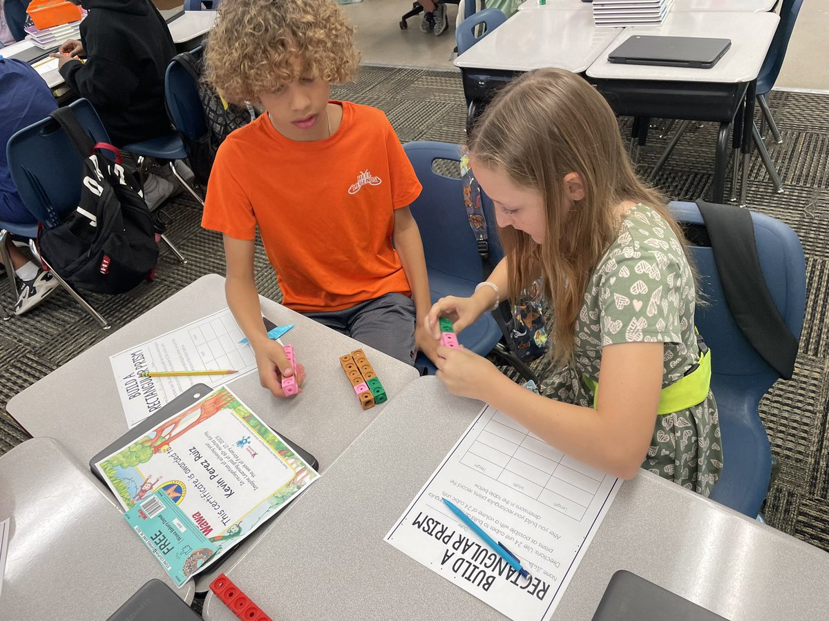 SocorroInFifth's tweet photo. Day 1 of Understanding Volume! We used pop cubes to create rectangular prisms with a partner. It was a success and they all had so much fun!

@TropicIslesElem https://t.co/cfnQSTo72E