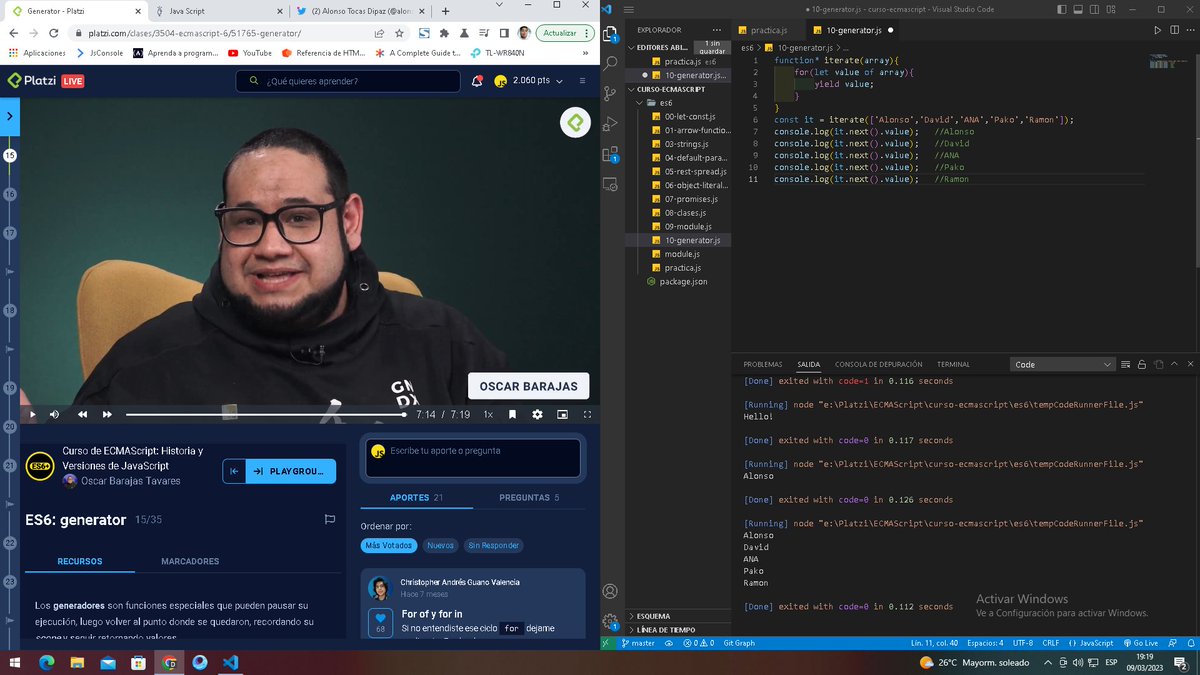 alonsoboxwolf's tweet image. Hoy estube haciendo clases de #ecmascript6 en #platzi y realizando algunos ejercicios de condicionales
#100DaysOfCode #100daysofcodechallenge 41/100