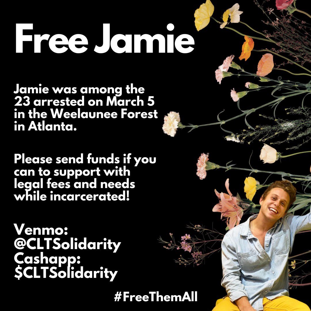 Free Jamie!
Jamie was among the 23 arrested on 3/5 in the WPP. Please send funds I’d you can support with legal fees and needs while she’s incarcerated. 
Venmo and cashapp — cltsolidarity

#freethemall
