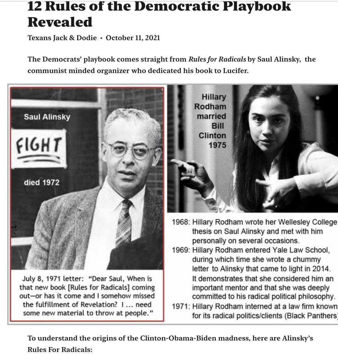 LG4LG's tweet photo. In the 1970s everybody agreed do your own thing just don’t stick it in your neighbors face, it was great
until anti-American Alt Left communist born of Russian parents (rules for radicals) Saul Alinsky pushed his philosophy of ultimate American destruction on Brain dead students. https://t.co/t9SvPJ03CR