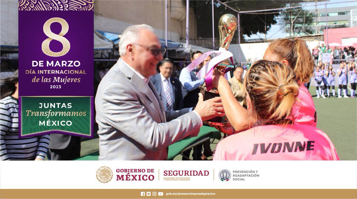 PyRS_Mexico's tweet photo. Concluye el Primer Torneo Femenil de Fut-7 de Prevención y Readaptación Social. 
Agradecemos a todas las servidoras públicas que participaron, especialmente a las integrantes de los equipos ganadores:
🥇Diablas 
🥈Atlético Santa Julia 
🥉Astromelias 
#DiaInternacionalDeLasMujeres https://t.co/N9JSONbAJI