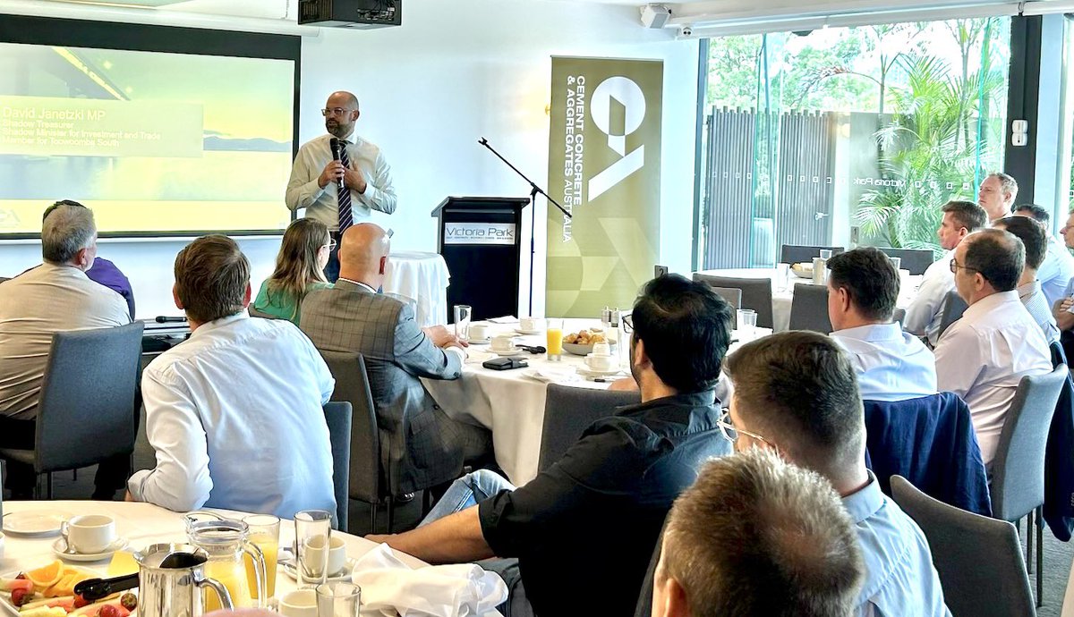 DavidJanetzkiMP's tweet photo. Pleasure to speak with @ccaa_aus at their industry insights brekky. 

There were discussions about regulatory certainty, service challenges, energy security and staff shortages. 

Valuable to hear from those contributing to and building tomorrow’s infrastructure @SteveMinnikinMP https://t.co/XZPUuyCh3Y
