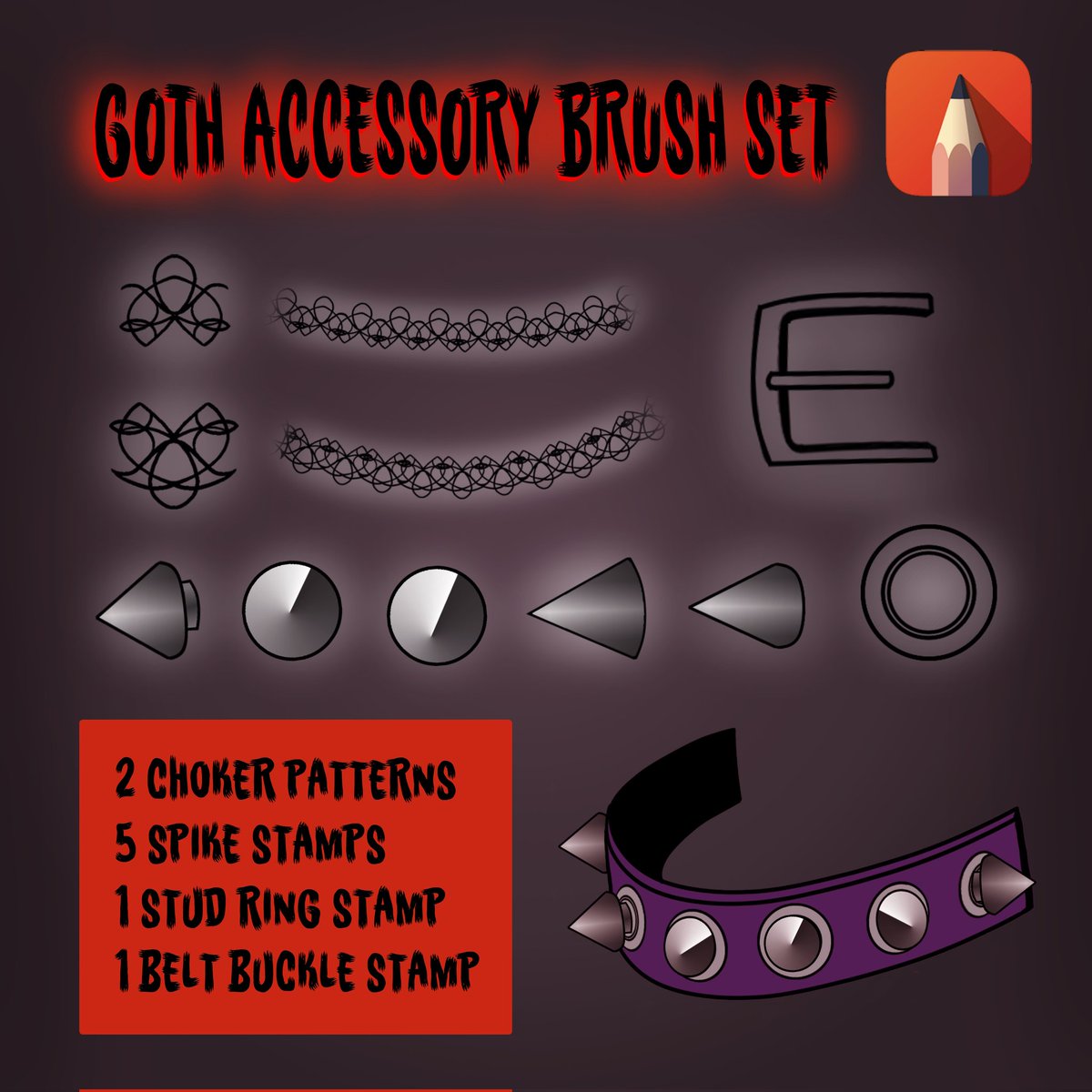 TENACITY_COMIC's tweet photo. A new custom brush pack has been added to my Ko-fi store! If custom brushes for making goth accessories sounds useful AND you're someone who uses #autodesksketchbook , head to my store to snag them!
https://t.co/mIleo2o6wT
#custombrush #brushpack #autodesk #sketchbookpro https://t.co/73pxLiB8qG