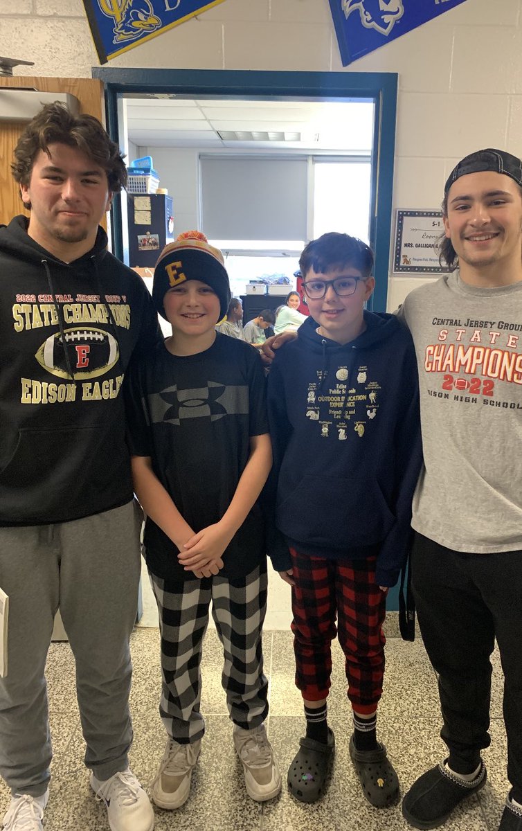 Edison HS Football (@ehsgridiron) on Twitter photo Today two of our State Champions got the chance to visit their old elementary school to read to some of the future EHS state champions. Pictured with the younger brothers of two other state champs <a href="/MattYascko/">Mathew Yascko</a> <a href="/anthonyegnozzi1/">anthony egnozzi</a> <a href="/lindeneauschool/">Lindeneau School</a> <a href="/EHSSouthside/">Edison High School Athletics Edison NJ</a> <a href="/Edison_HS/">Edison High, NJ</a> <a href="/antcal02/">Anthony Calantoni</a> Today two of our State Champions got the chance to visit their old elementary school to read to some of the future EHS state champions. Pictured with the younger brothers of two other state champs <a href="/MattYascko/">Mathew Yascko</a> <a href="/anthonyegnozzi1/">anthony egnozzi</a> <a href="/lindeneauschool/">Lindeneau School</a> <a href="/EHSSouthside/">Edison High School Athletics Edison NJ</a> <a href="/Edison_HS/">Edison High, NJ</a> <a href="/antcal02/">Anthony Calantoni</a>