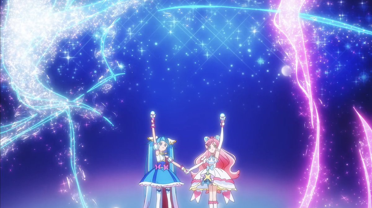 Cure Sky doesn't have to fight alone no more. Friends fight together in the latest episode of #SoaringSkyPrecure! Streaming now on Crunchyroll! 💙❤️ #Precure