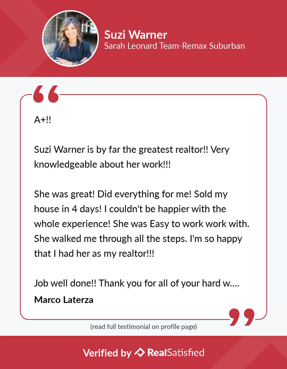 suziwarner's tweet photo. I’m not sure I could be more delighted by a recommendation. https://t.co/woU9x7Du1a via @realsatisfied https://t.co/iWsHVKF63Q