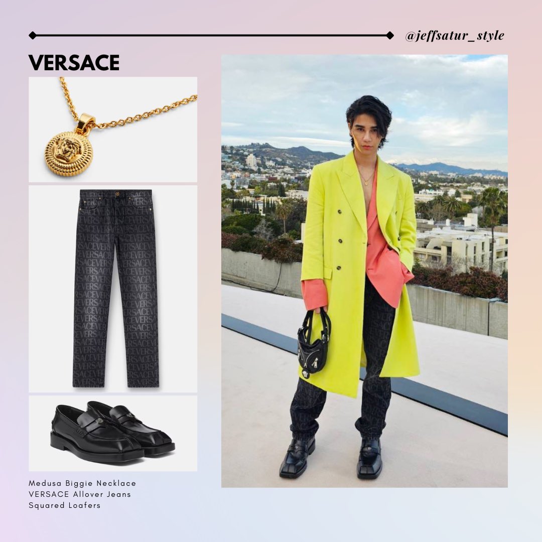 Jeff Satur Style X: "2023.03.09 #VERSACExJEFFSATUR_D2 VERSACE @Versace - Medusa Biggie Necklace - VERSACE Allover Jeans - Loafers #JeffSatur #Saturdayss #jeffsatur_style #Versace @jeffsatur https://t.co/pCKfqWFYDG" / X