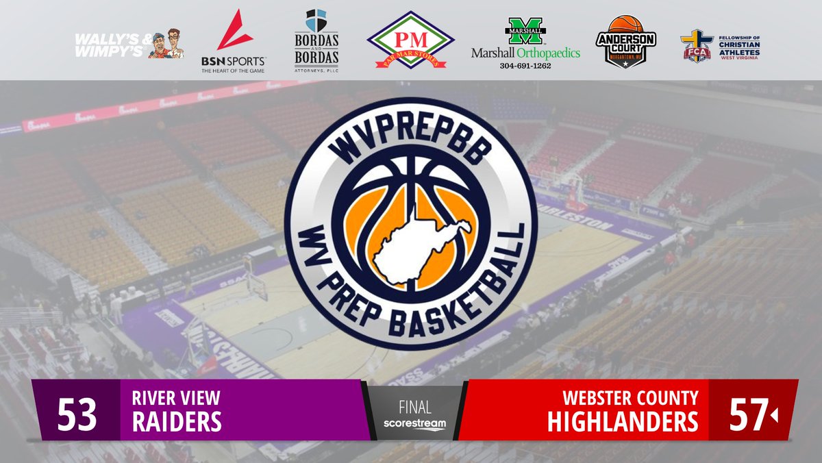 wvprepbb's tweet image. Boys Varsity Basketball: The Webster County High School Highlanders defeat the River View Raiders 57 to 53
#ScoreStream
