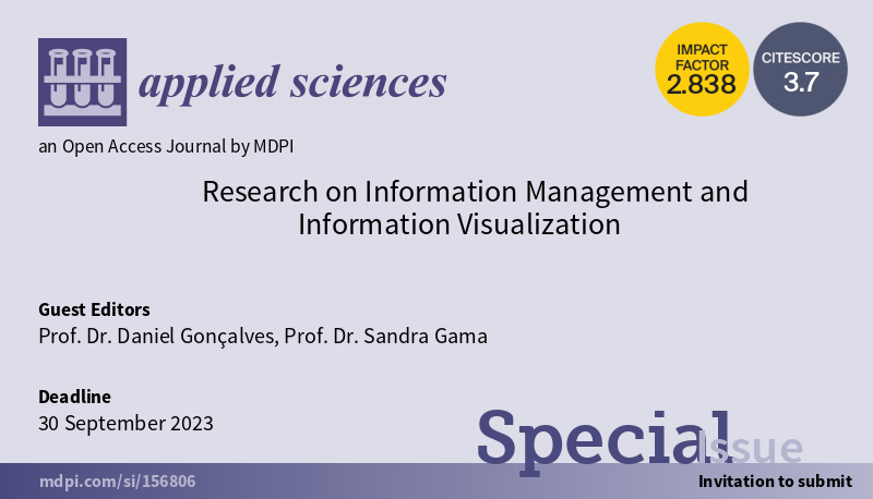 Applsci's tweet image. #SpecialIssue
Research on Information Management and Information Visualization
📅 30 September 2023
🎓 Guest Editors: Prof. Dr. Daniel Gonçalves; Prof. Dr. Sandra Gama
🔗 mdpi.com/journal/applsc…
#mdpiapplsci #BigDataVisualization