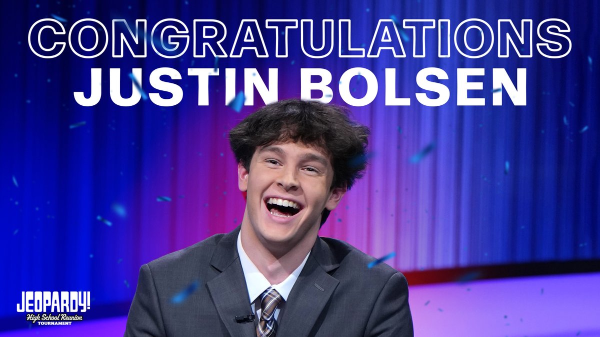 Look who made it to the top of the class! 

Congrats to our #JeopardyHSRT champ, Justin Bolsen 🥳