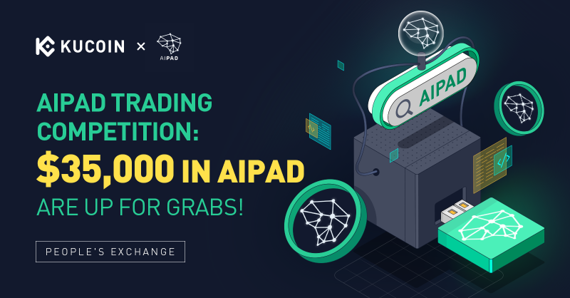 kucoincom's tweet photo. To kick off @AIPADTECH's Trading Competition Launch on #KuCoin, we're offering a giveaway worth $1000 in $AIPAD!

To Participate:
✅ Follow @kucoincom and @AIPADTECH
✅ RT &amp; tag 3 friends
🎁 10 winners will get $100 in $AIPAD each!