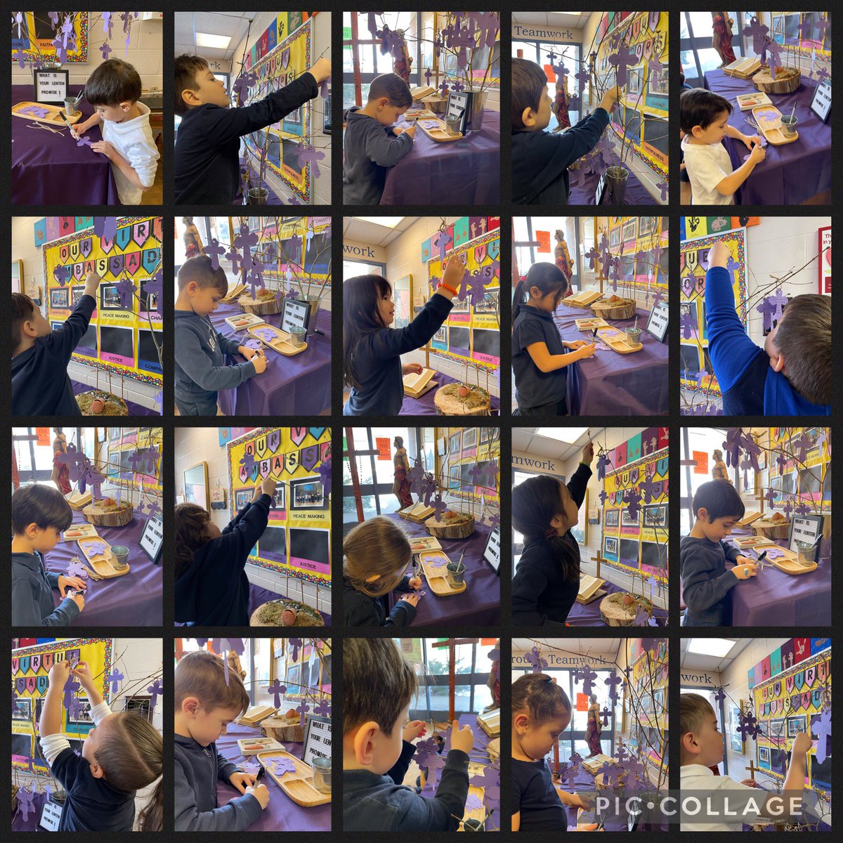 Elp1 Ss complete their Lenten promises in our foyer! Thank you <a href="/TCDSB_RDAddario/">Robert D’Addario</a> for also writing a Lenten promise.  
✝️🙏🏼<a href="/FigueiredoOdile/">Odile Figueiredo</a> <a href="/ElizabethNeves6/">Elizabeth Neves</a> <a href="/TCDSB/">Toronto Catholic District School Board</a> <a href="/TCDSB_NCC/">TCDSB Nurturing our Catholic Community</a> <a href="/TrusteeDAmico/">Frank D'Amico</a>