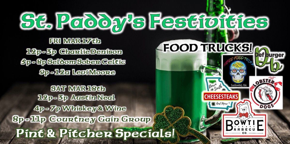 DebellationBrew's tweet photo. 2022's St. Paddy's Day here last year was awesome! This year it's even better! Pint &amp; Pitcher specials, music on the 17th and 18th, multiple food trucks, and a special music guest with Courtney Gains (Malachi from "Children of the Corn"! https://t.co/qz3cMd4NBh https://t.co/j7ZQBSLuUQ