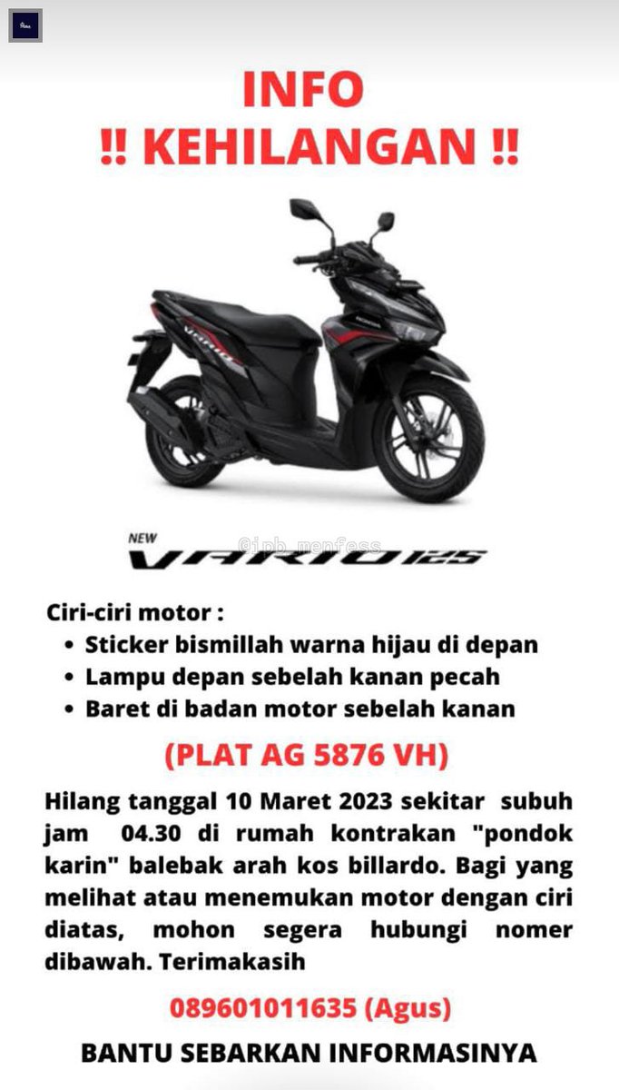 PATUHI RULES on Twitter "punten INFO KEHILANGAN ‼️‼️ Telah hilang