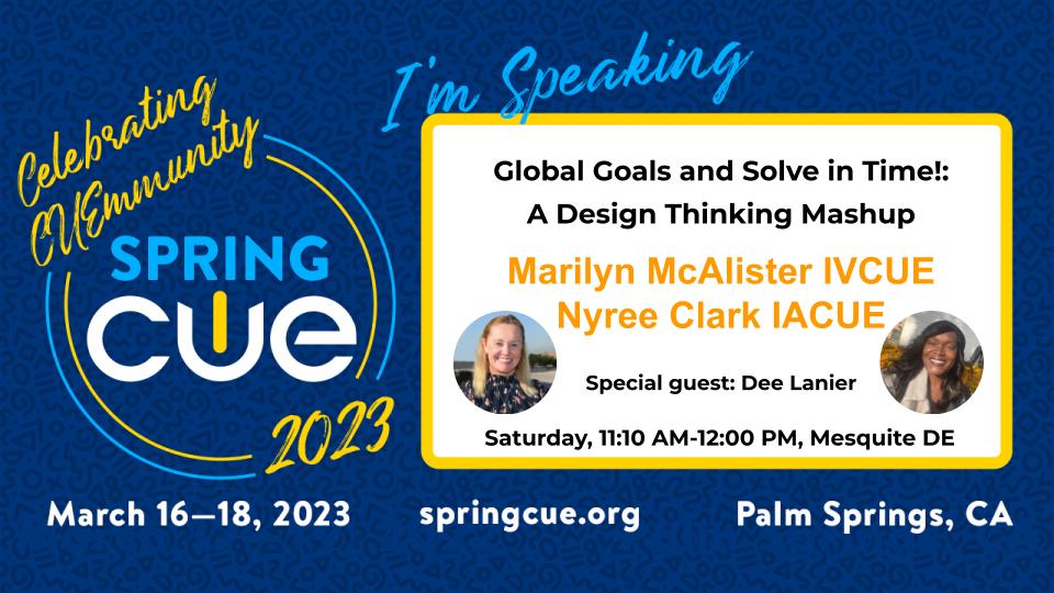Woot woot! #SpringCue can't get here soon enough.

. . . excited and honored to be co-presenting with the lovely and talented @MsNyreeClark. 

Stick around on Saturday and experience #SolveInTime with us! 

Planning to sneak in a #BuildAndTell #EduProtocol into the mix.