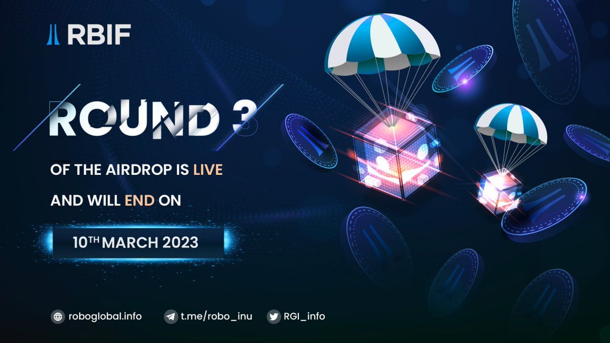Terry_Crypto68's tweet photo. Good day #RoboWarriors,
Round 3 of the #airdrop will close in a few hours, so if you qualify but haven't claimed it yet, claim it now before it ends 🔥
$RBIF @RGI_info #fintech #DigitalTransformation #RoboInu https://t.co/9F2I3vW6NX