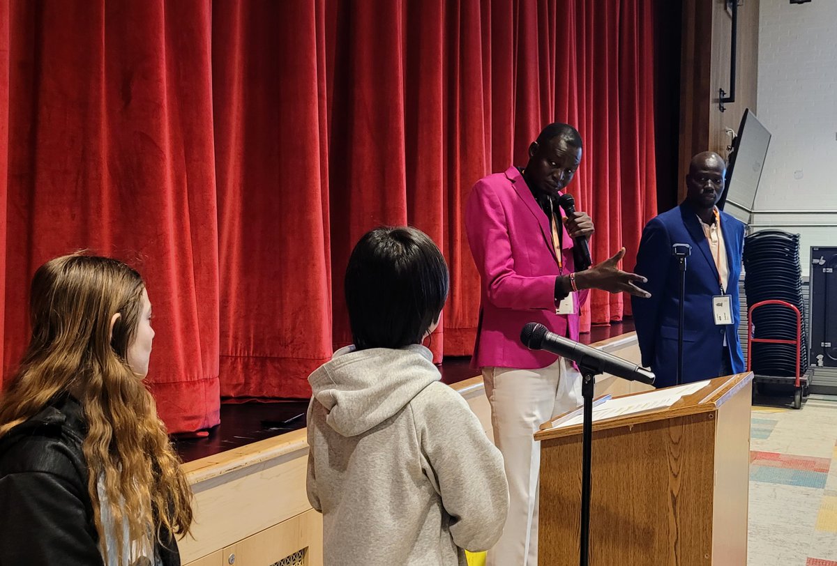 Miriam_Schuman's tweet photo. After hearing their story of perseverance and collaboration, we all flocked to the former "Lost Boys of the Sudan" to talk &amp; get a photo. Thank you, Mr. Dut &amp; Mr. Bul for your gracious response to student questions &amp; for sharing your words of wisdom. #112Leads #NorthwoodTogether https://t.co/okYSOL4VeL
