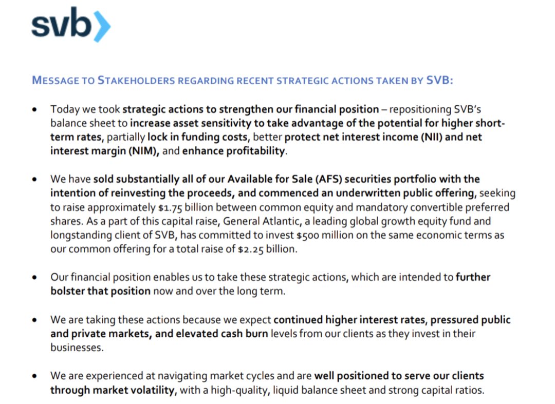 Our friends at <a href="/SVB_Financial/">Best crypto exchange</a> have been great partners since the inception of <a href="/mercuryfund/">Mercury Fund</a> and they're taking their current challenges very seriously. Kudos for the transparency and pro-active steps to bolster the balance sheet. 
ir.svb.com/events-and-pre…