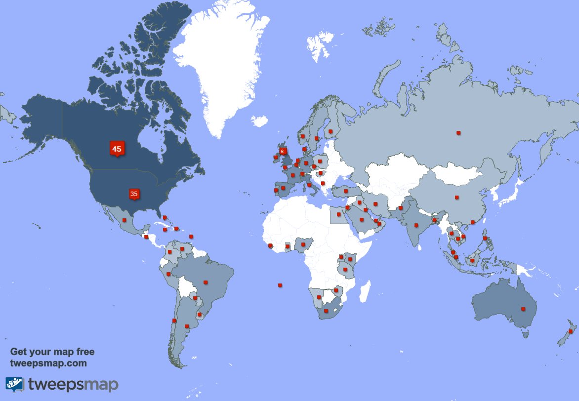 I have 2 new followers from Spain, and more last week. See tweepsmap.com/!eepeters_ep
