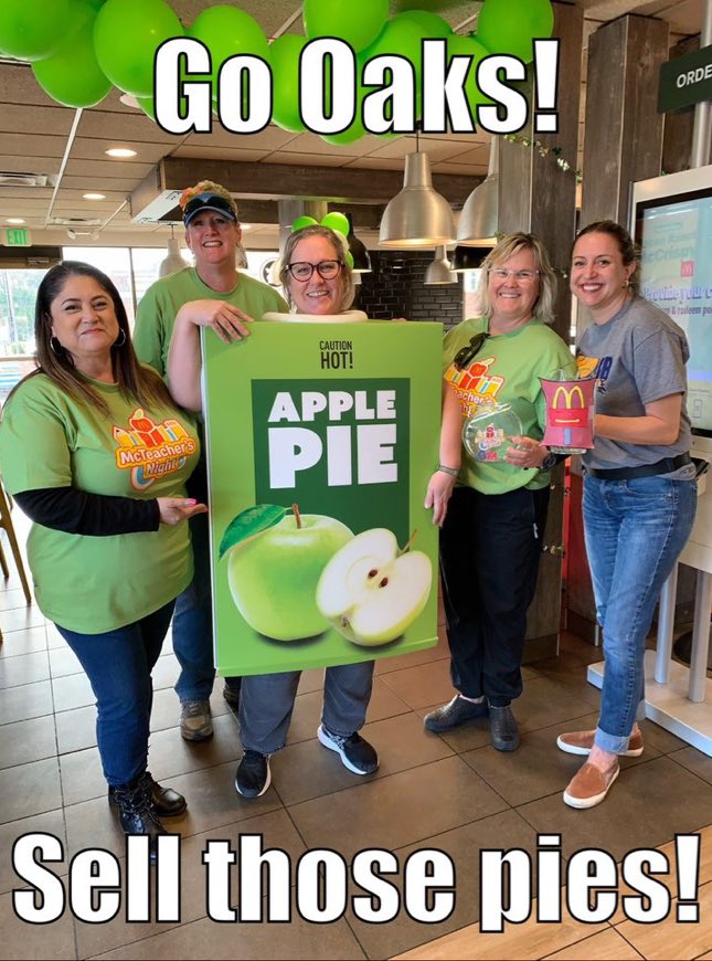 It’s not to late! Go to McDonald’s off Mountain to support Oaks Middle School