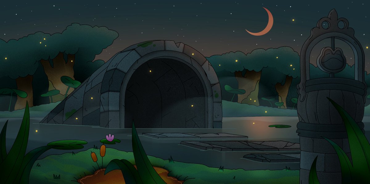 Did a wee little #amphibia style study! I’ve been wanting to do this for a while now, I just love the gradient paint style. Also FROG 🐸 #backgroundart #animation #design