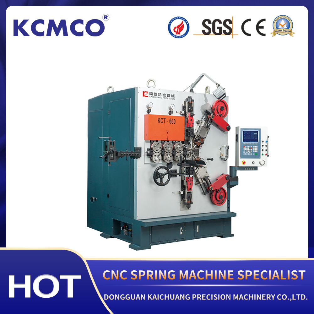 This machine KCT-680 6 Axes CNC Computer Compression Spring Machine is used in making different types of compression springs, torsion springs and extension springs with wire diameter from 3.0mm to 8.0mm. #wirebendingmachine #springmakingmachine #computerspringmachine #machinery