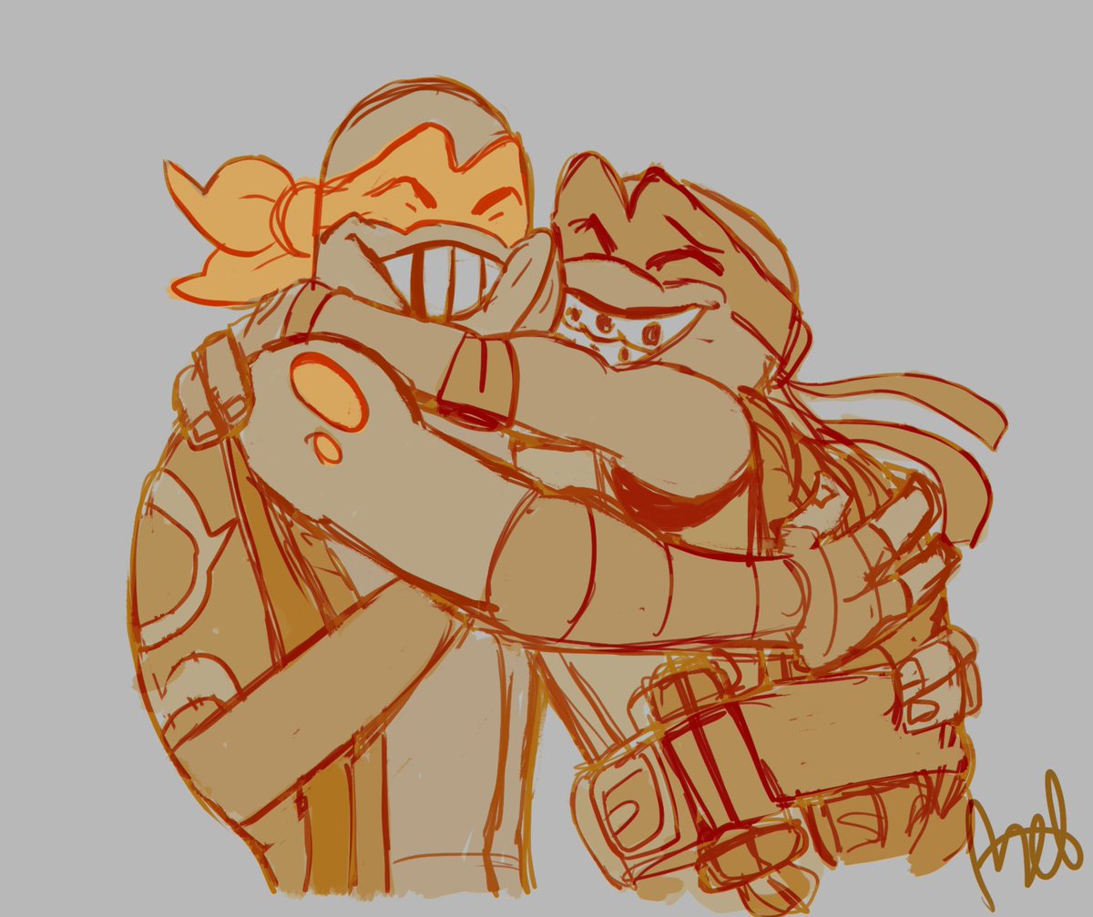 stickynotebecca's tweet photo. All the hugs for the Mikeys! We still don't know much about MM Mikey, but Rise Mikey would have art sessions with him! #rottmnt #rottmntfanart #MutantMayhem #MutantMayhemfanart #rottmntmikey #mutantmayhemmikey https://t.co/2pJu5IZk1Y