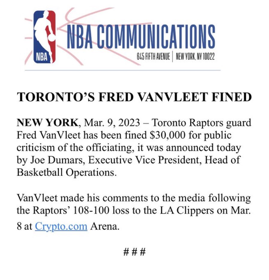 Raptors Star Fred VanVleet Blasts NBA Referees, 'F***ing Terrible