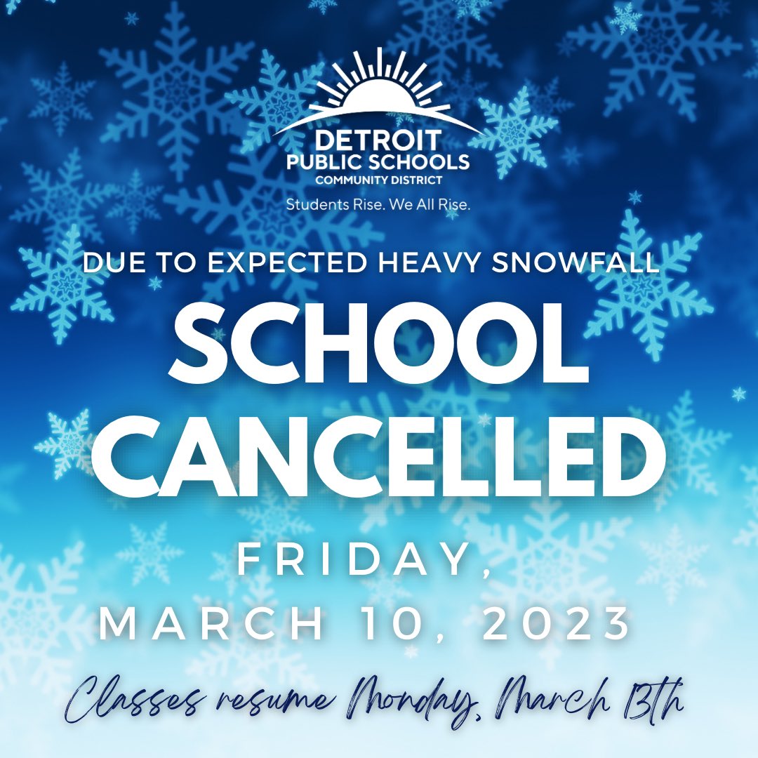 Please be advised that due to expected heavy snowfall in the early morning and into school/work arrival time, all school buildings and Central Office locations will be closed tomorrow, March 10, 2023. The status of state basketball playoff games will be determined tomorrow.