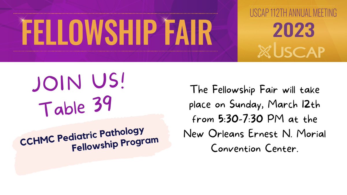 We are getting ready for #USCAP2023. Come and visit our booth at the Fellowship Fair and learn more about our #PediPath fellowship program! @TheUSCAP @UCincyPath @olopeznu @jpcrsc @BerkliteLara @andrea_breauxMD @SaraSzaboPath