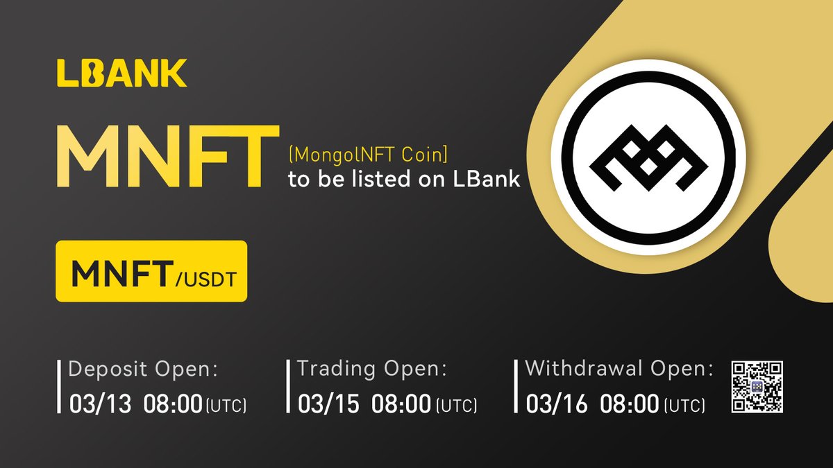 LBank_Exchange's tweet photo. 🎉 New #listing

🌟 $MNFT(MongolNFT Coin) will be listed on LBank！@MnftWorld

 The MNFT token is a utility and governance token audited by Certik.

❤️ Details: https://t.co/pU1rGhHW3E https://t.co/6Vk5dSqPxO