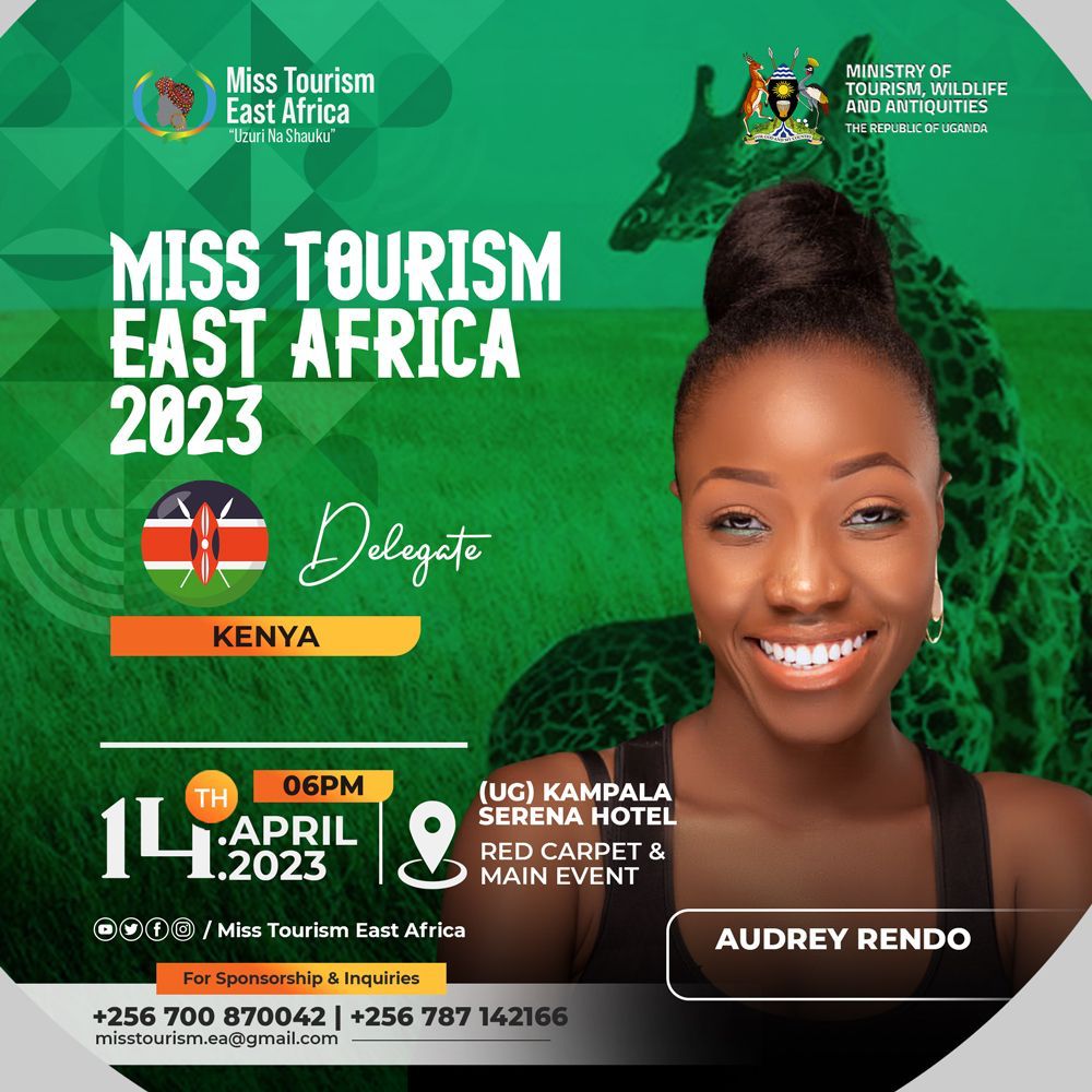 misstourismea's tweet photo. Meet the gorgeous Audrey Rendo. She will be representing Kenya in the miss tourism east Africa beauty pageant come 14th April at Serena hotel Kampala
#beautybeyondborders 
@kampalaserenahotel @wilkinskanye @uwec_entebbezoo 
@hotel_lavena https://t.co/Z59jR2tqv9
